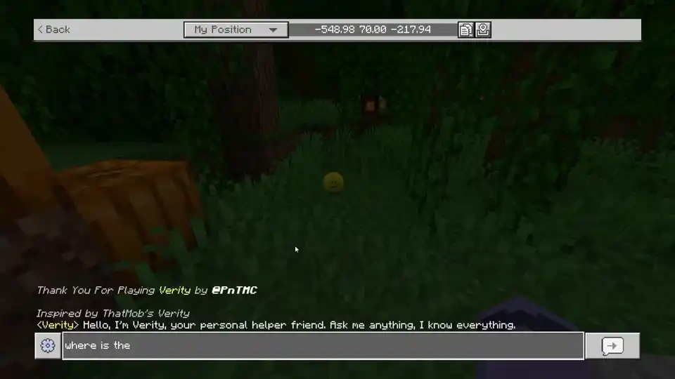 Verity sphere following the player in Bedrock