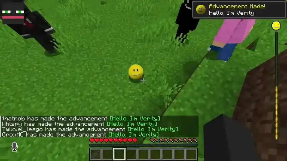Verity appearing in a Minecraft world